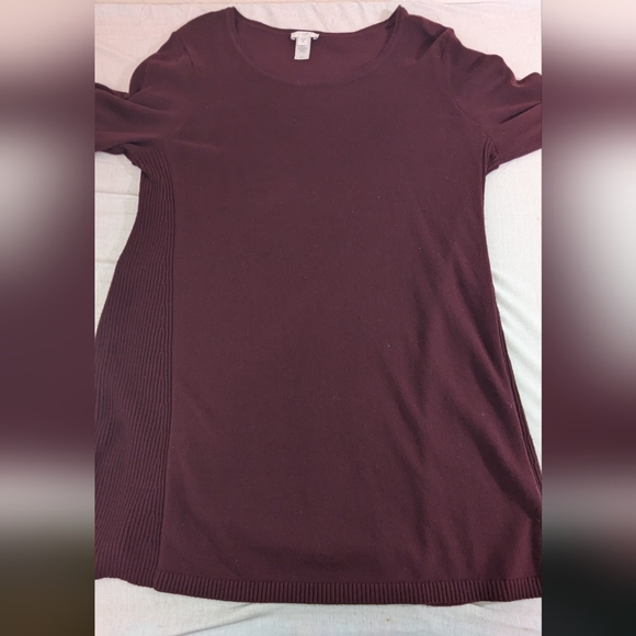 J Jill Maroon Long Sleeve Sweater Tunic Dress Medium - Picture 6 of 8
